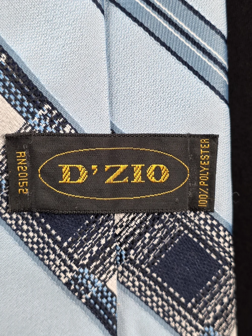 Vintage D’ZIO 70s 80s Blue Geometric Plaid Stripe Tie 3”